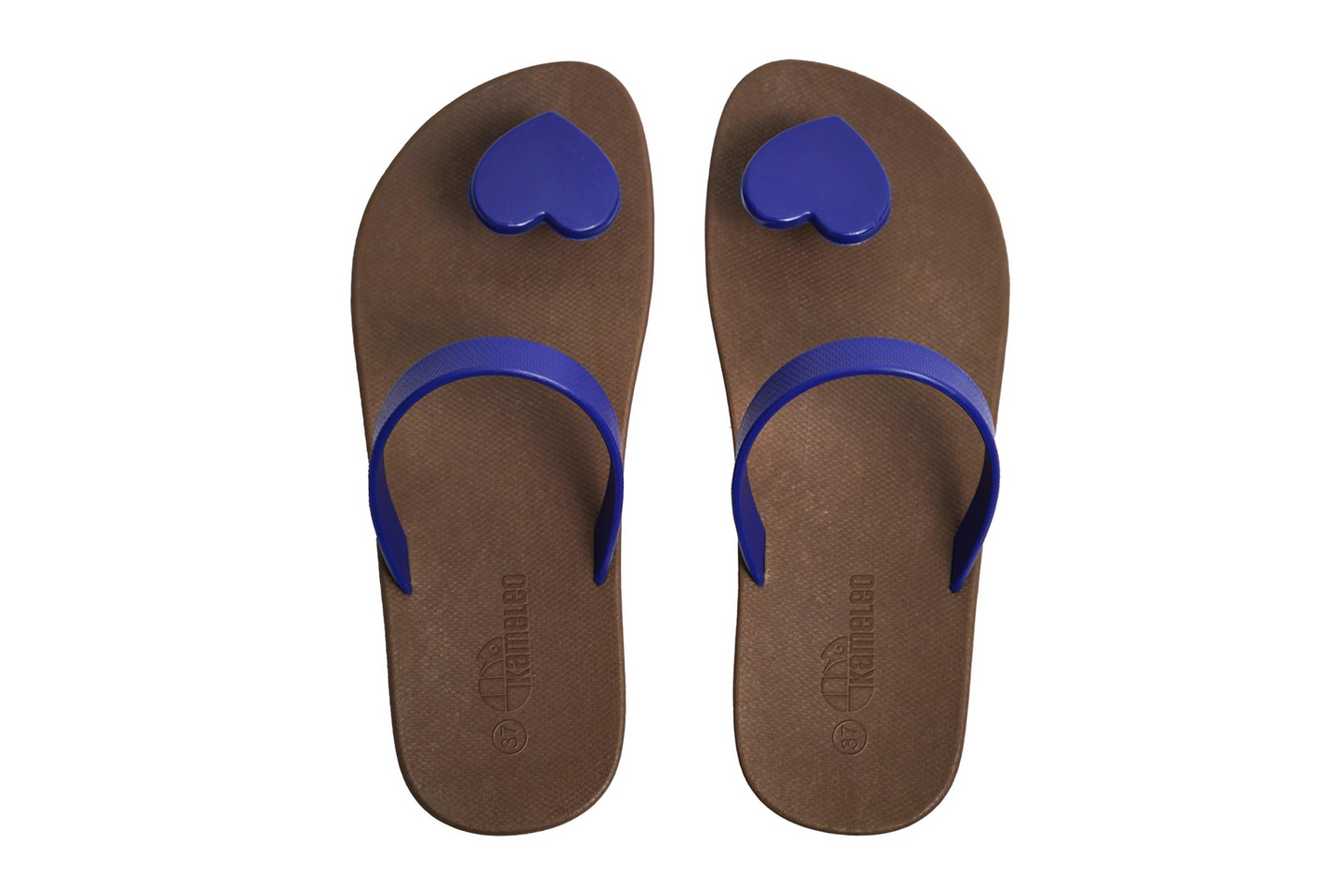 Poppi Heart Brown Sole Blue Strap
