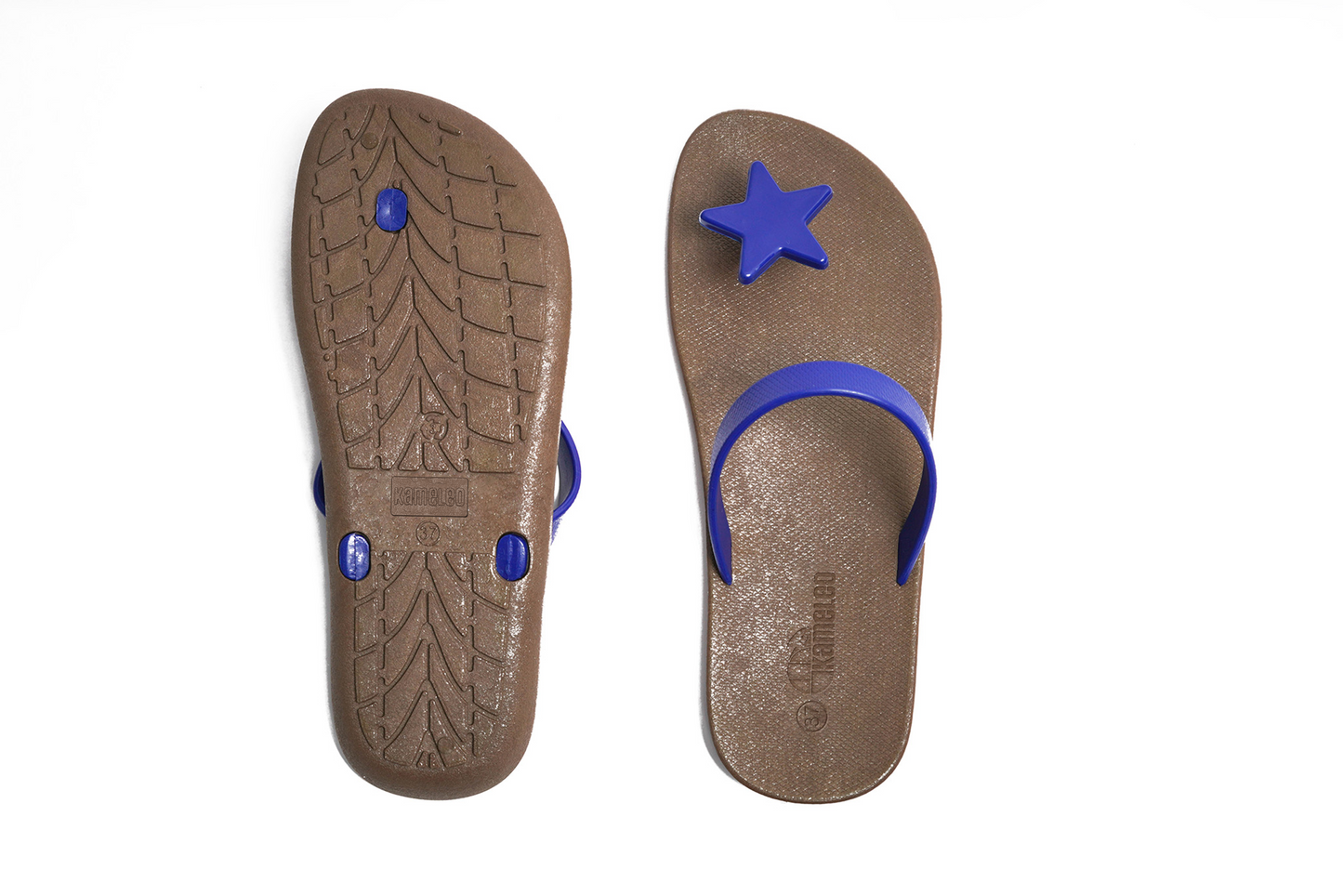 Poppi Star Brown Sole Blue Strap