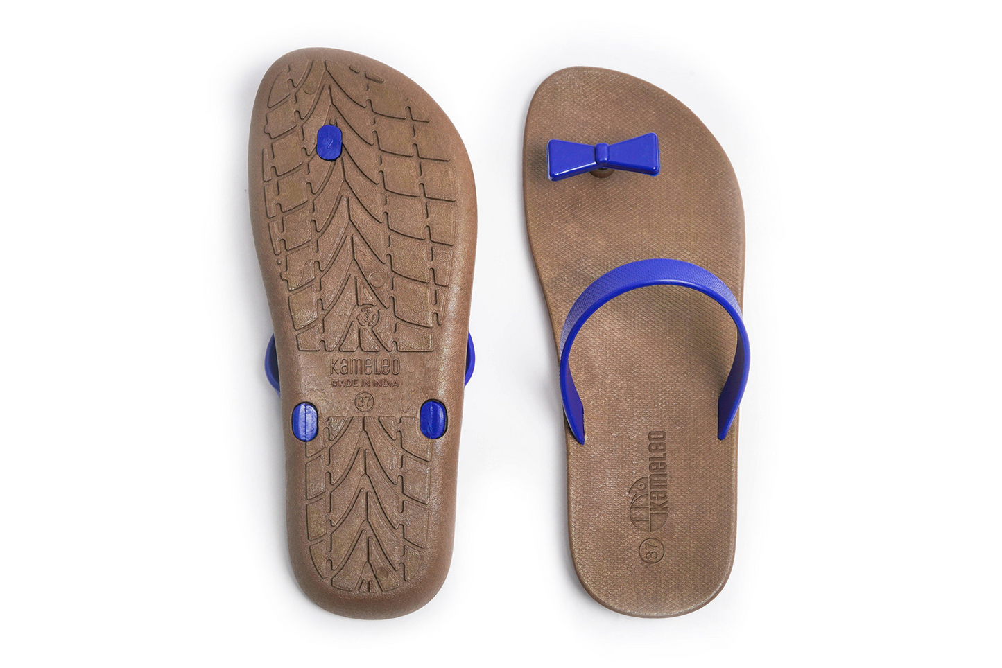 Poppi Bow Brown Sole Blue Strap