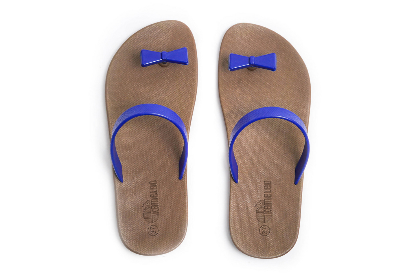 Poppi Bow Brown Sole Blue Strap