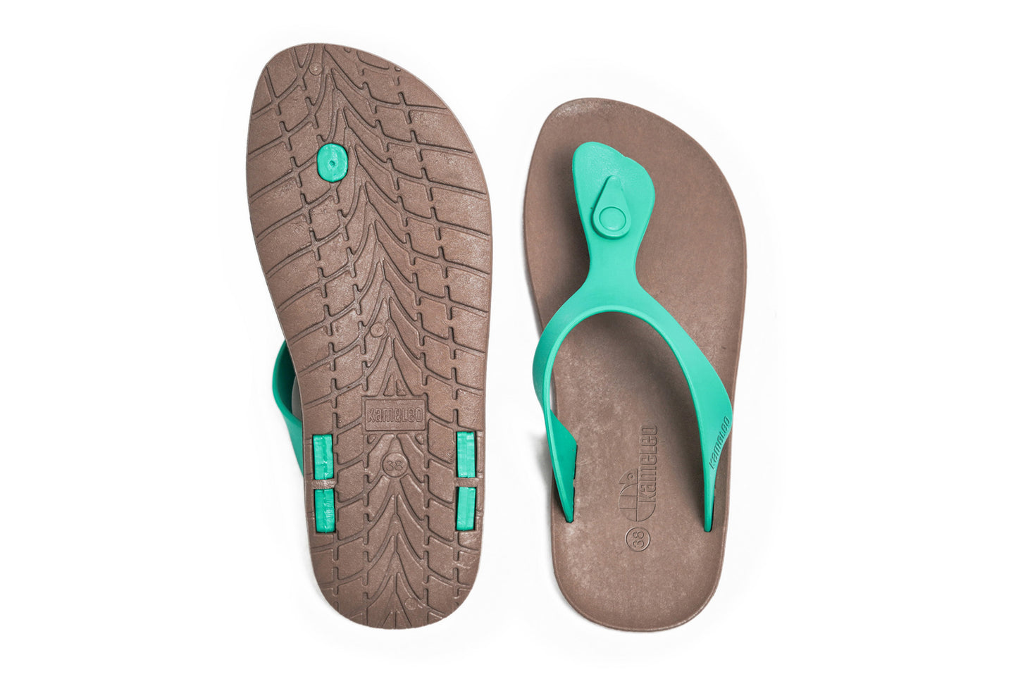 Candy Brown Sole Green Strap