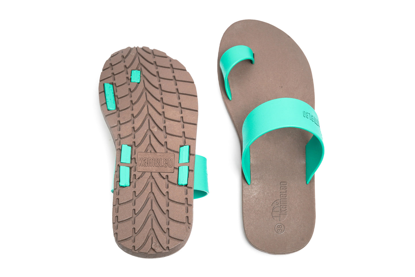 Pop Thumb Brown Sole Green Strap