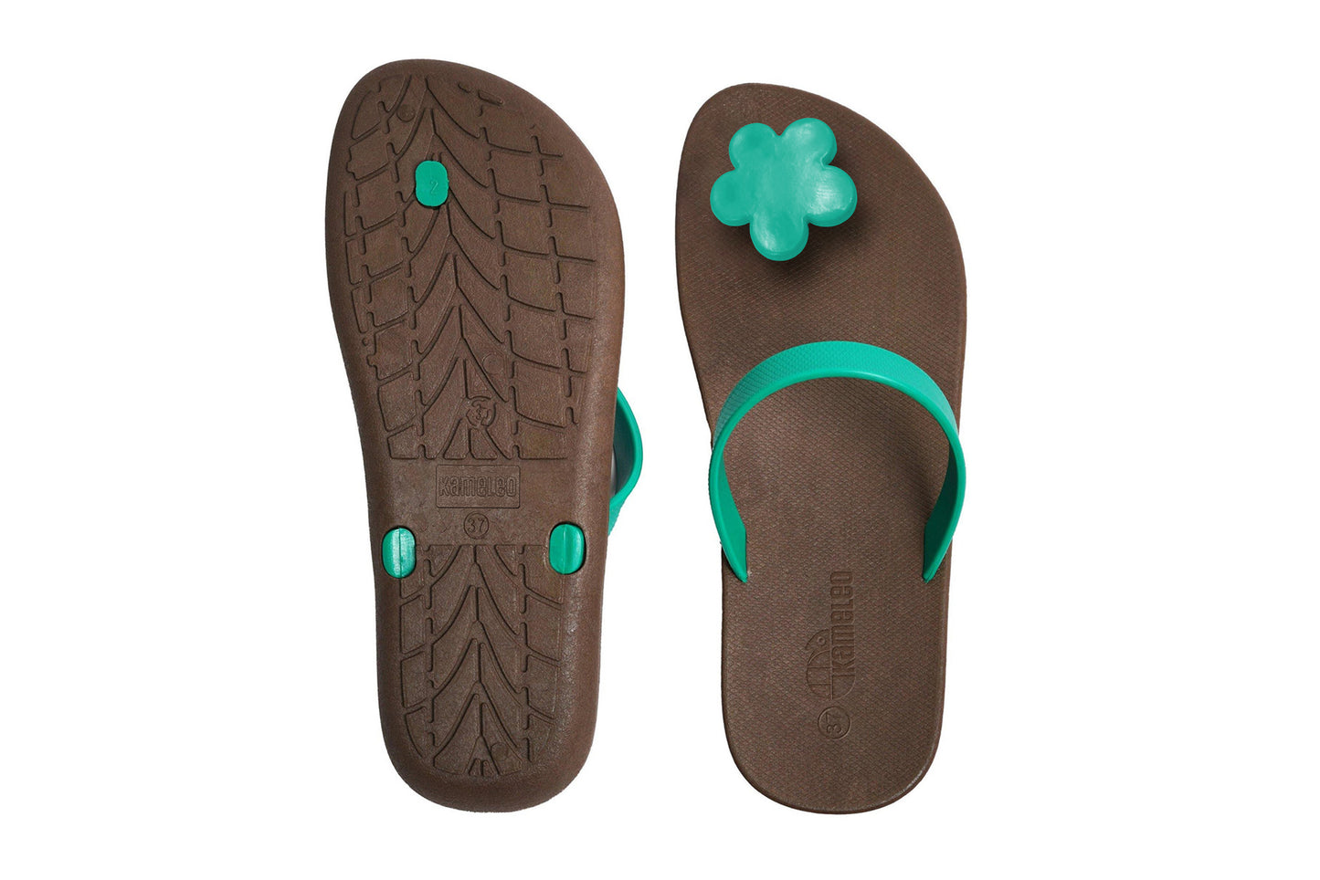 Poppi Flora Brown Sole Green Strap
