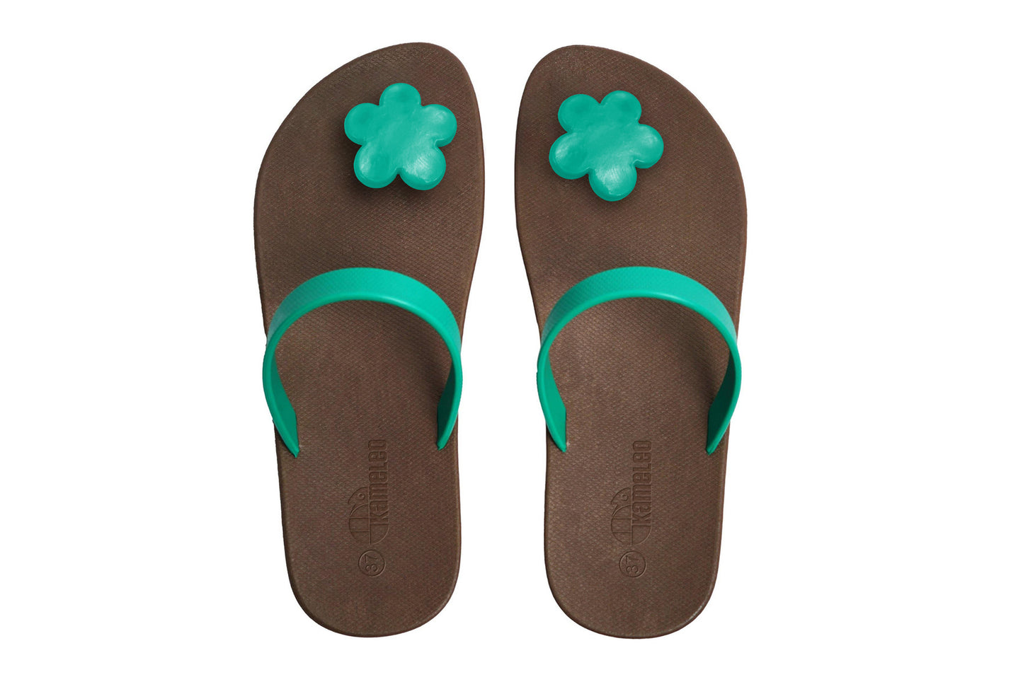 Poppi Flora Brown Sole Green Strap