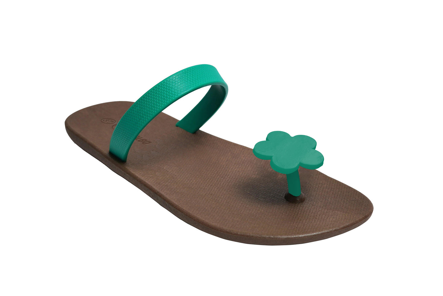 Poppi Flora Brown Sole Green Strap