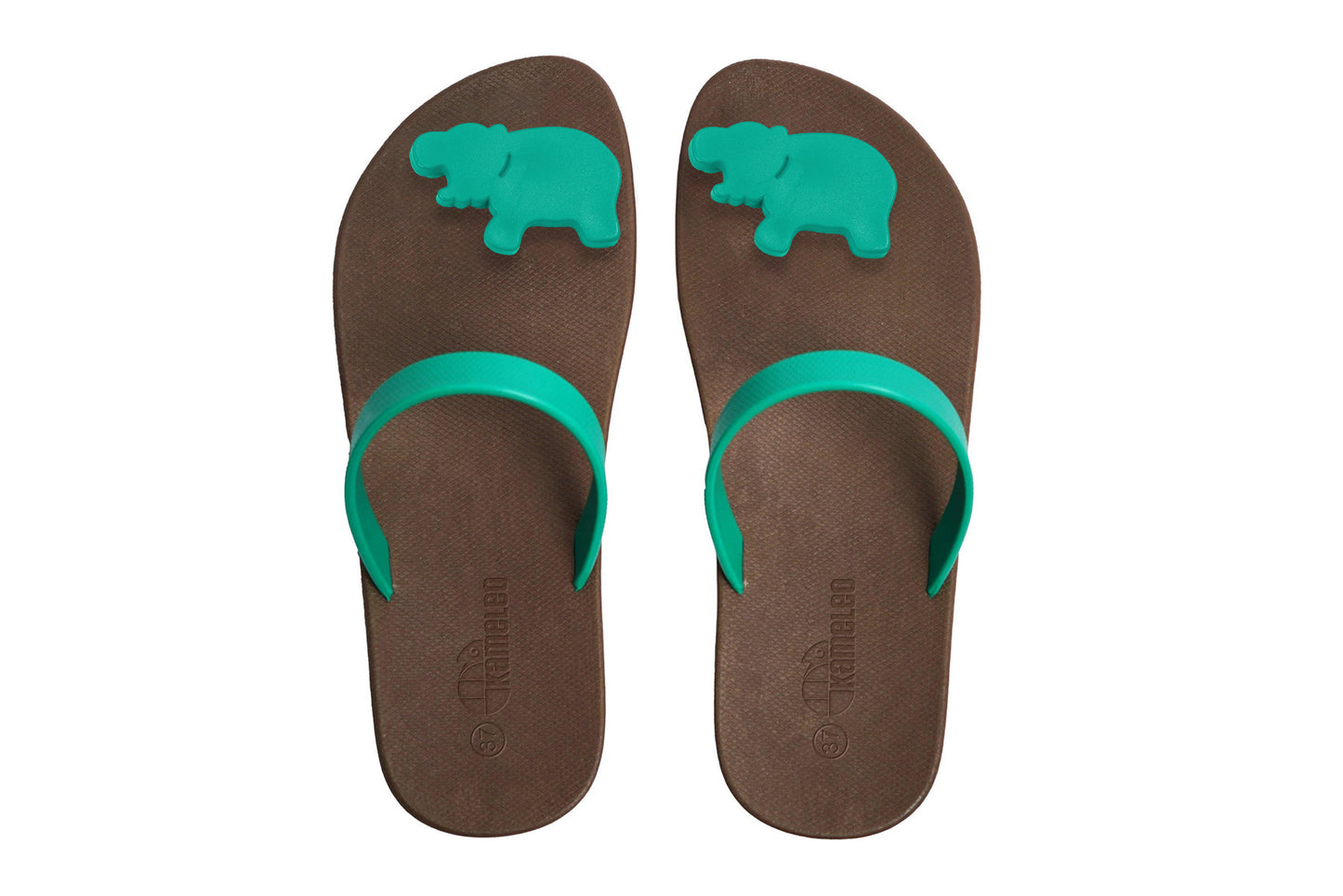 Poppi Hippo Brown Sole Green Strap