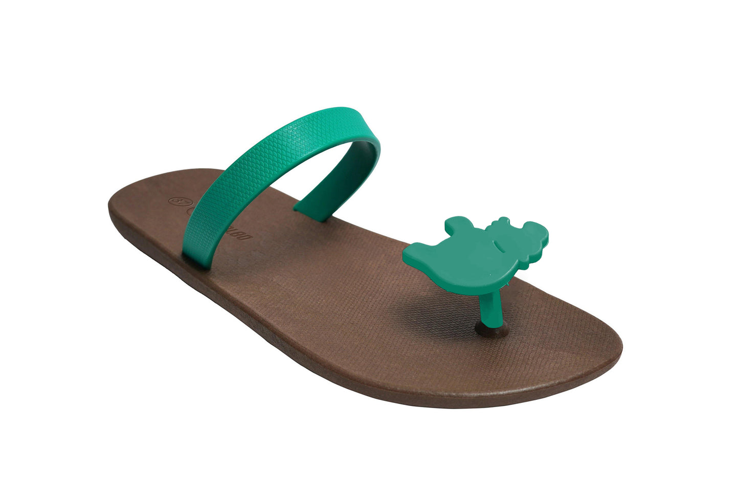 Poppi Hippo Brown Sole Green Strap