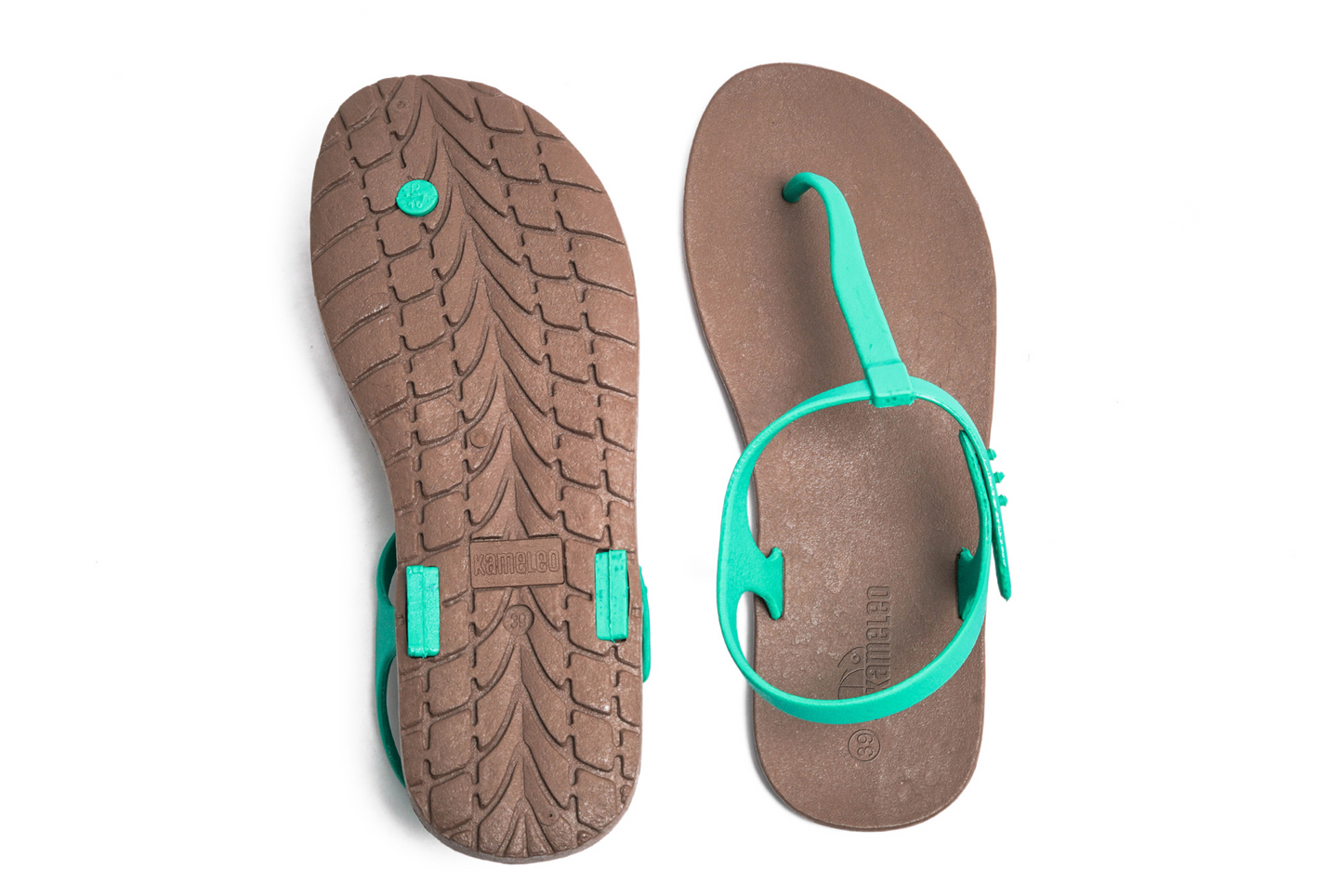 Saily Brown Sole Green Strap