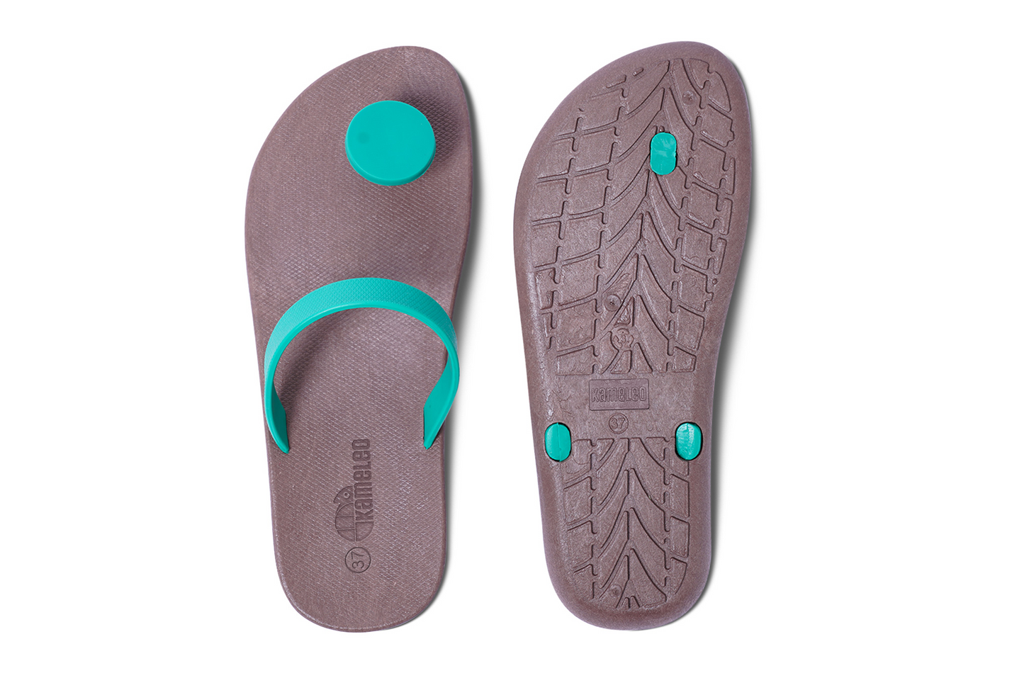 Poppi Dot Brown Sole Green Strap