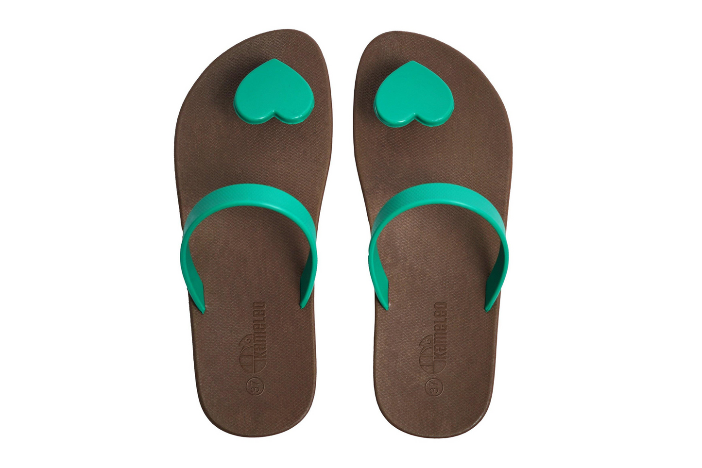 Poppi Heart Brown Sole Green Strap