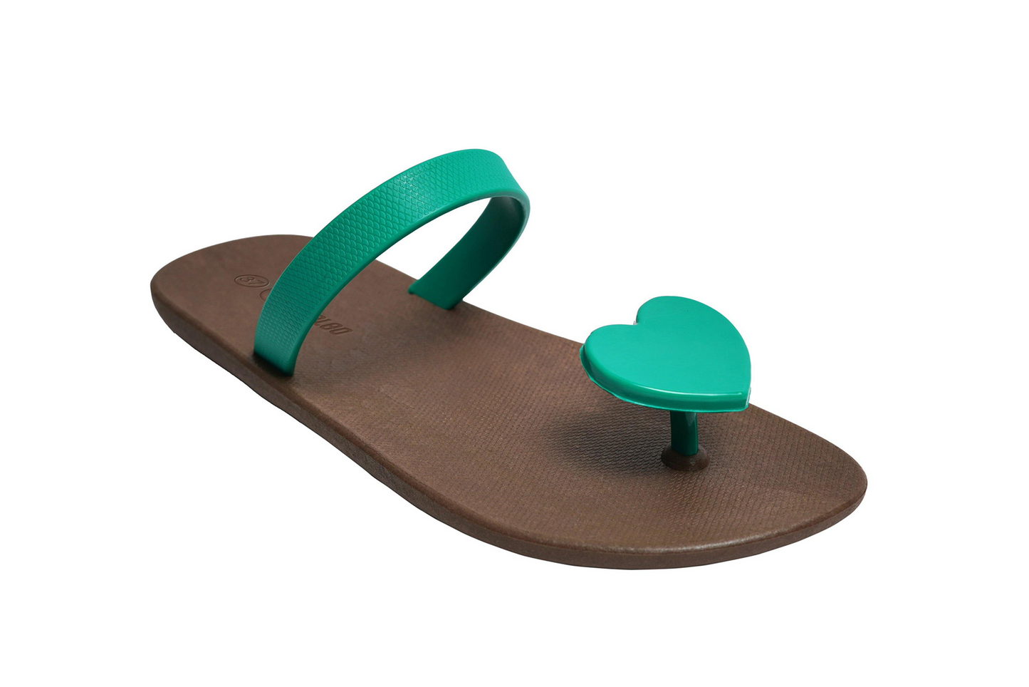Poppi Heart Brown Sole Green Strap
