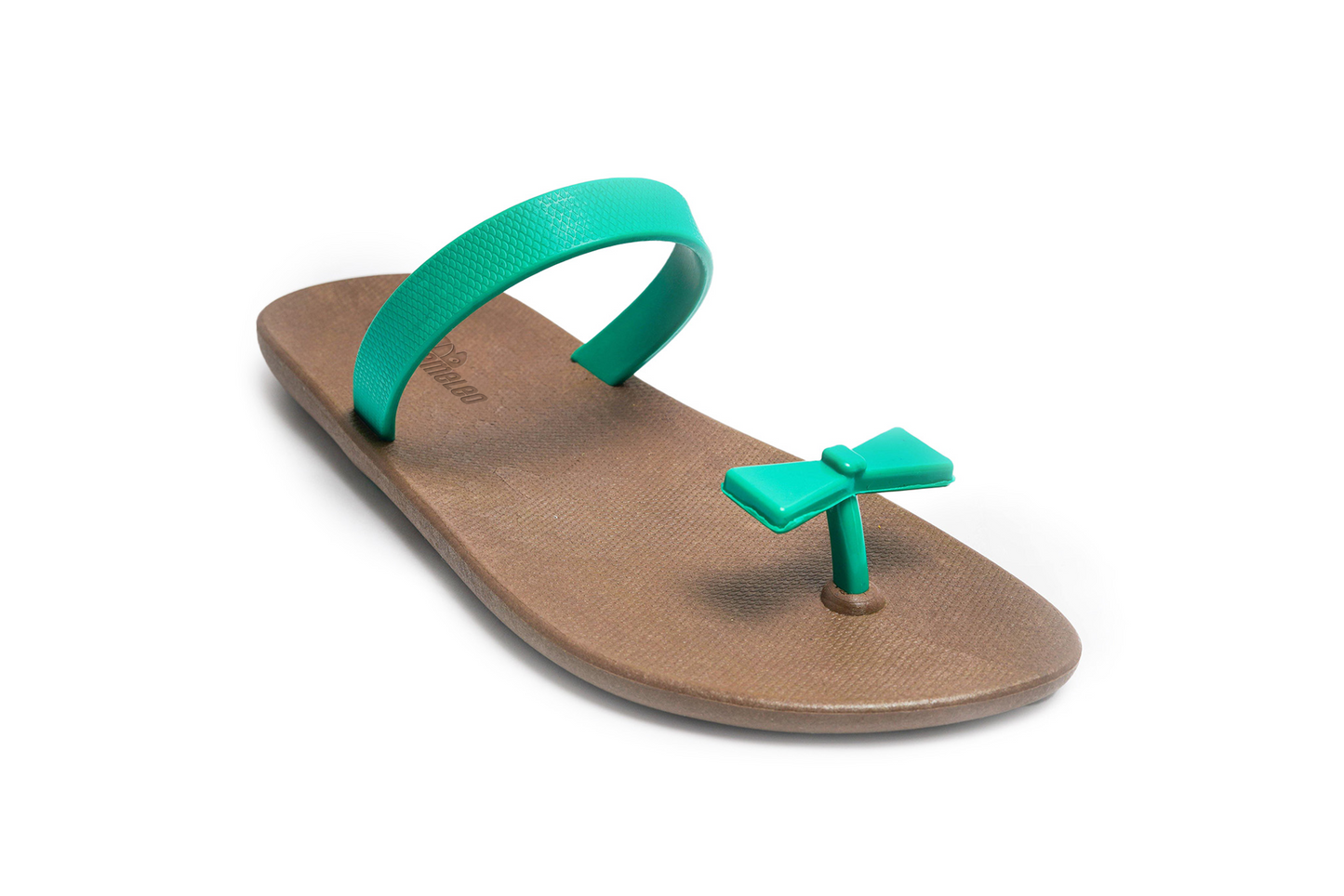 Poppi Bow Brown Sole Green Strap