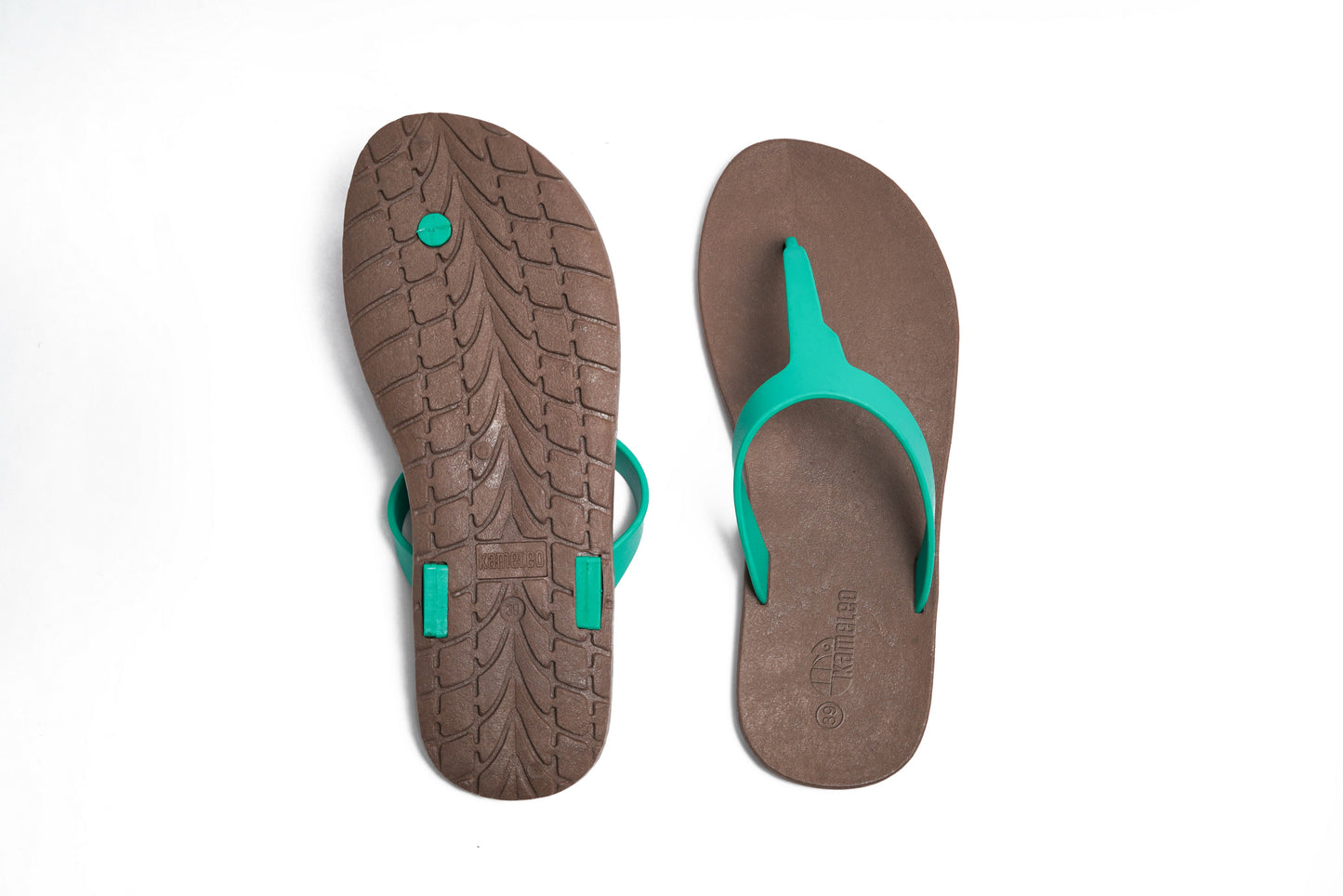 Thongs Brown Sole Green Strap