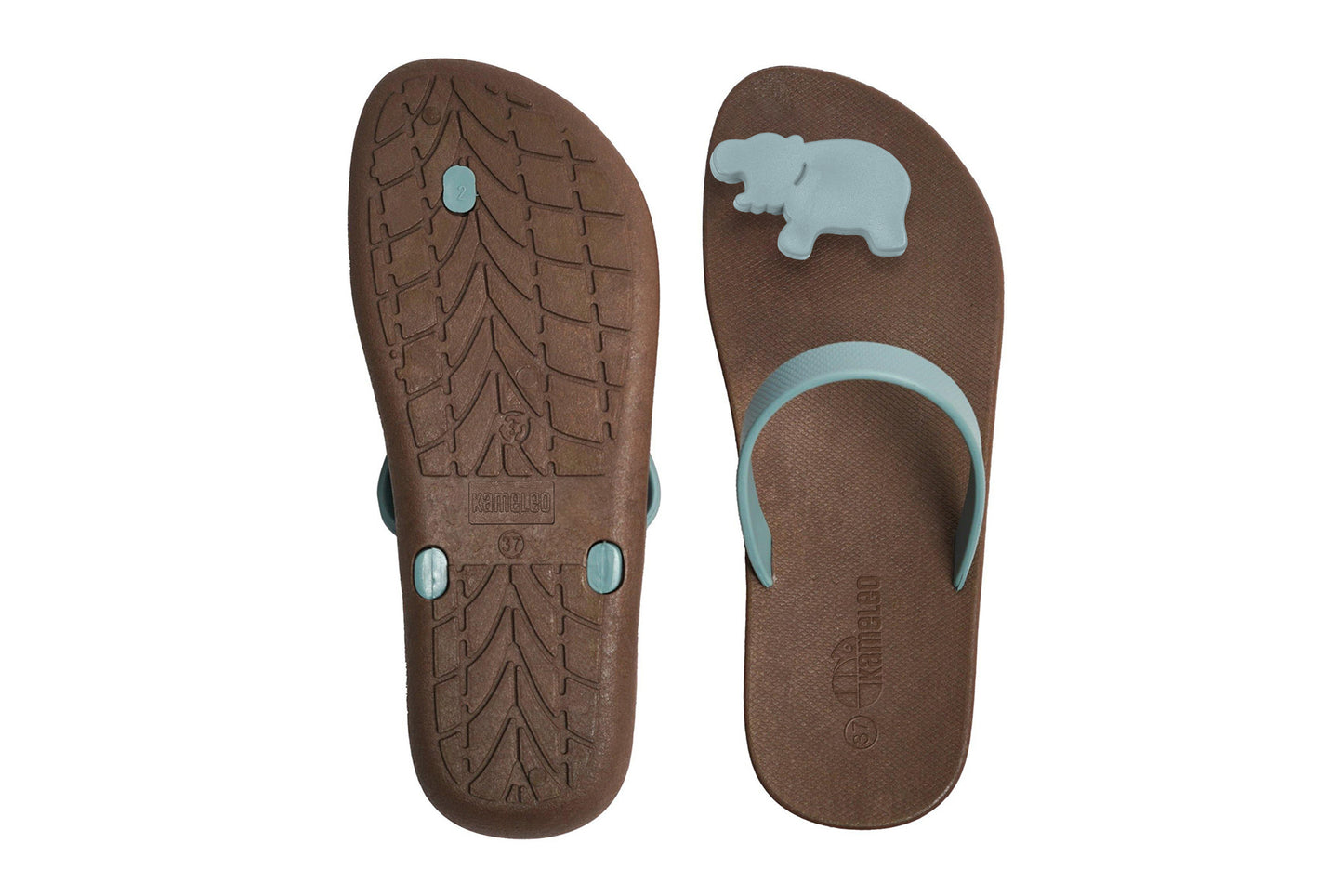 Poppi Hippo Brown Sole Grey Strap