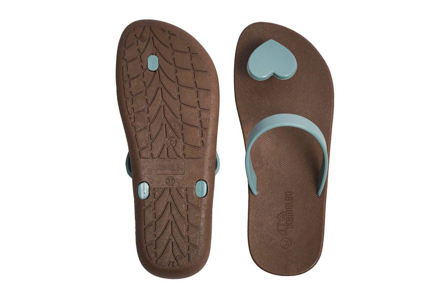 Poppi Heart Brown Sole Grey Strap