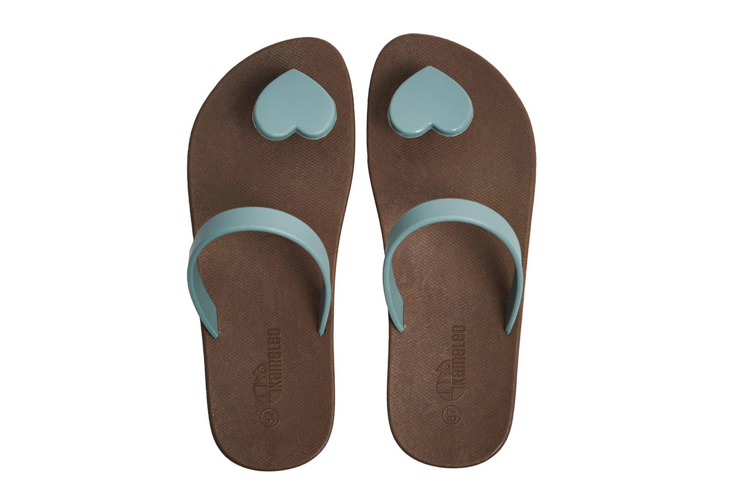Poppi Heart Brown Sole Grey Strap