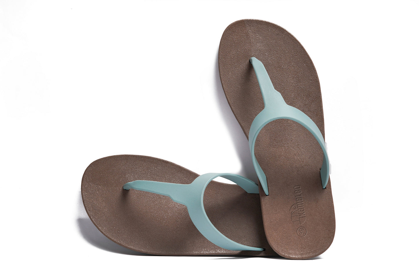 Thongs Brown Sole Grey Strap