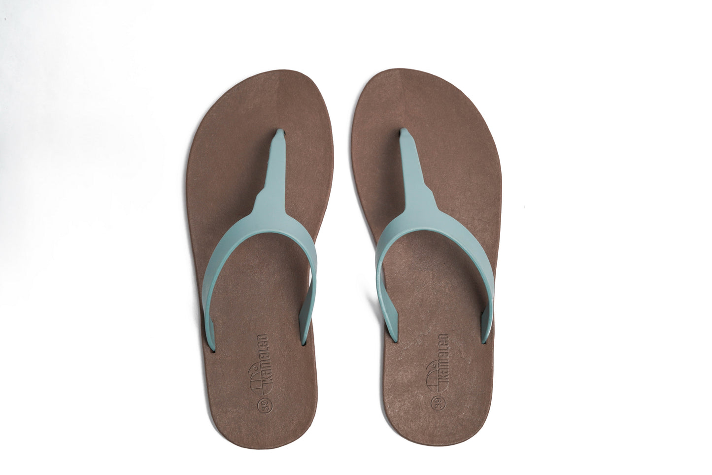 Thongs Brown Sole Grey Strap