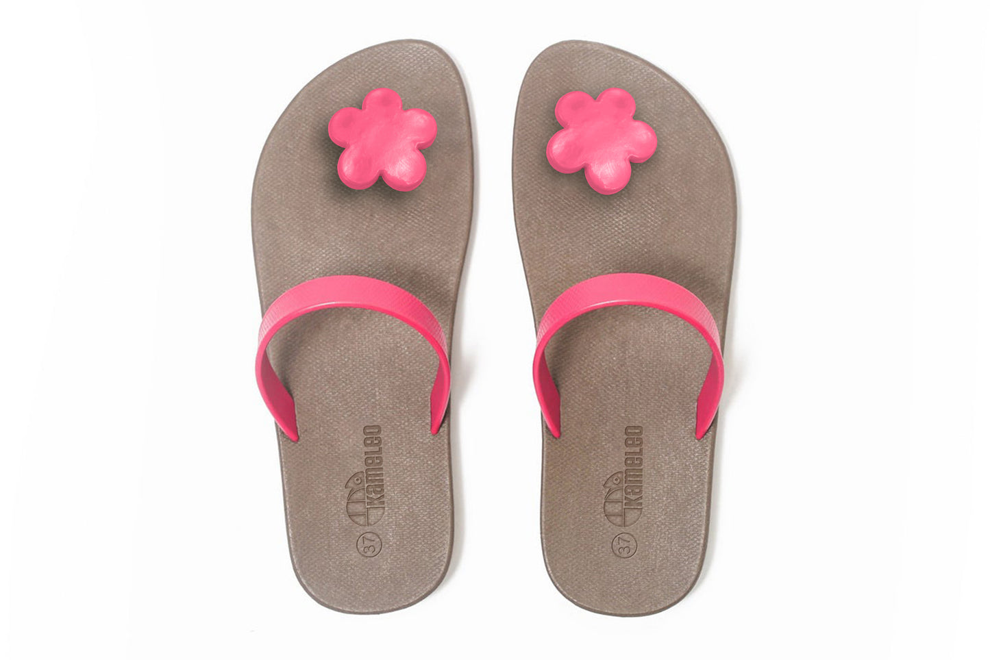 Poppi Flora Brown Sole Pink Strap