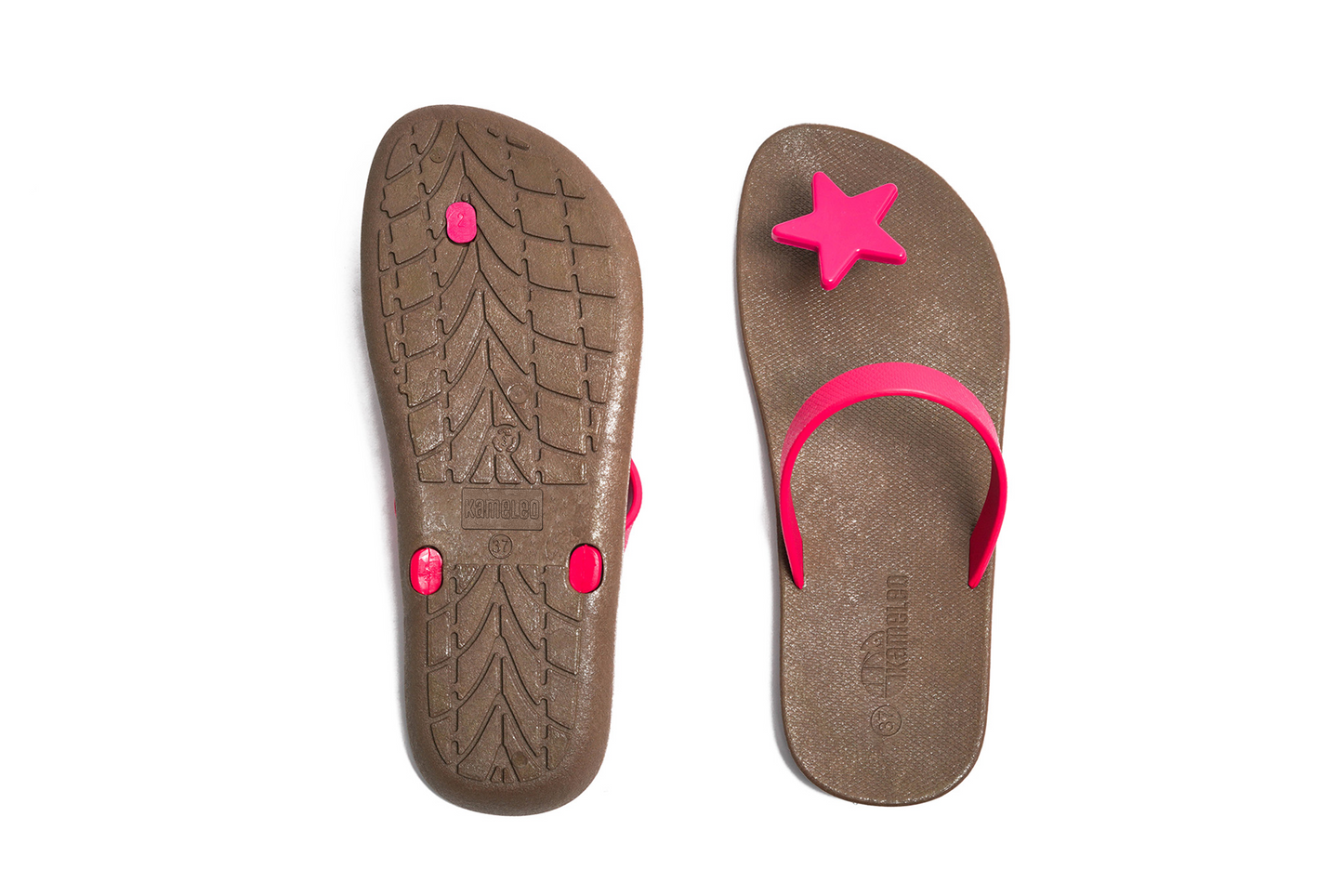 Poppi Star Brown Sole Pink Strap