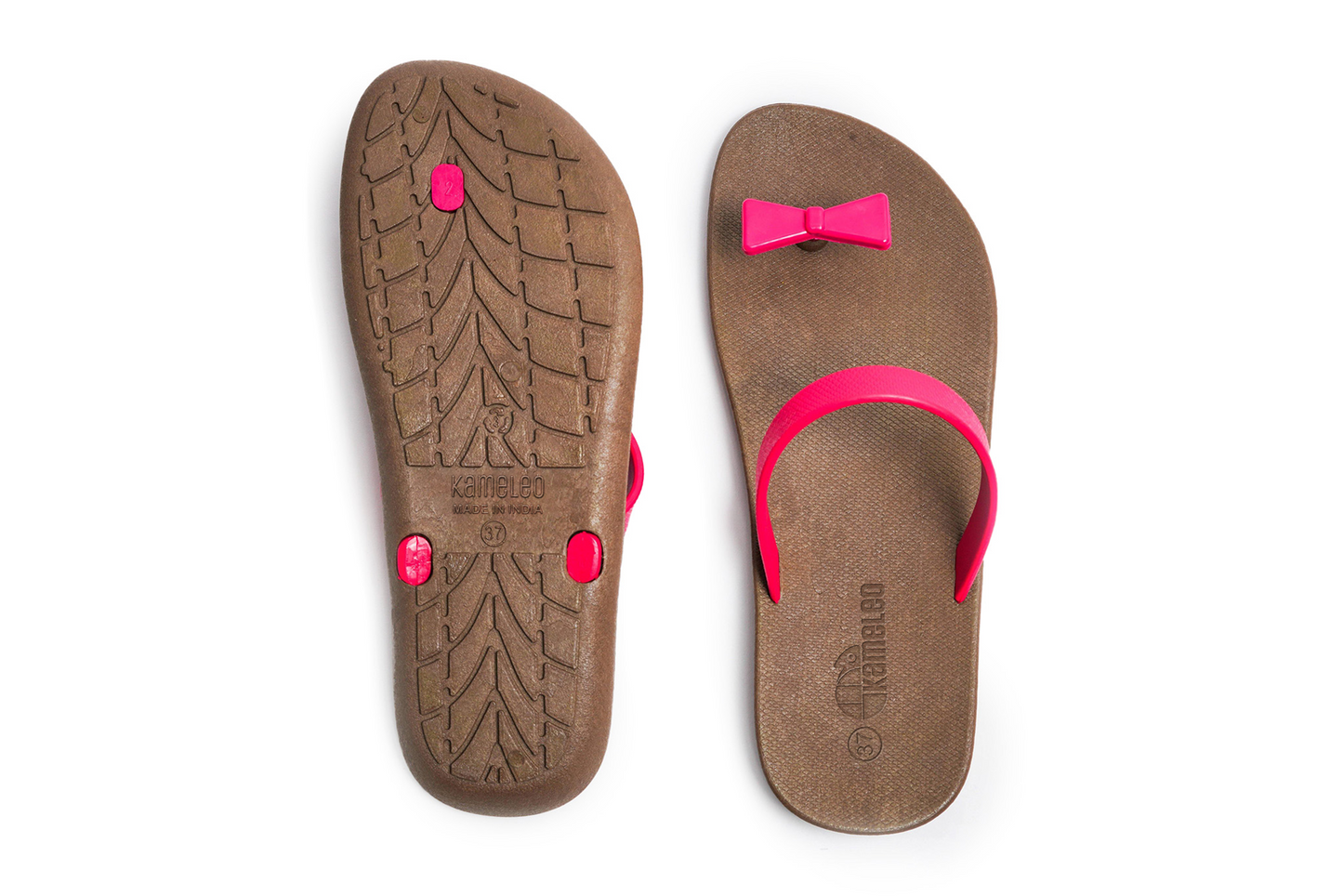 Poppi Bow Brown Sole Pink Strap