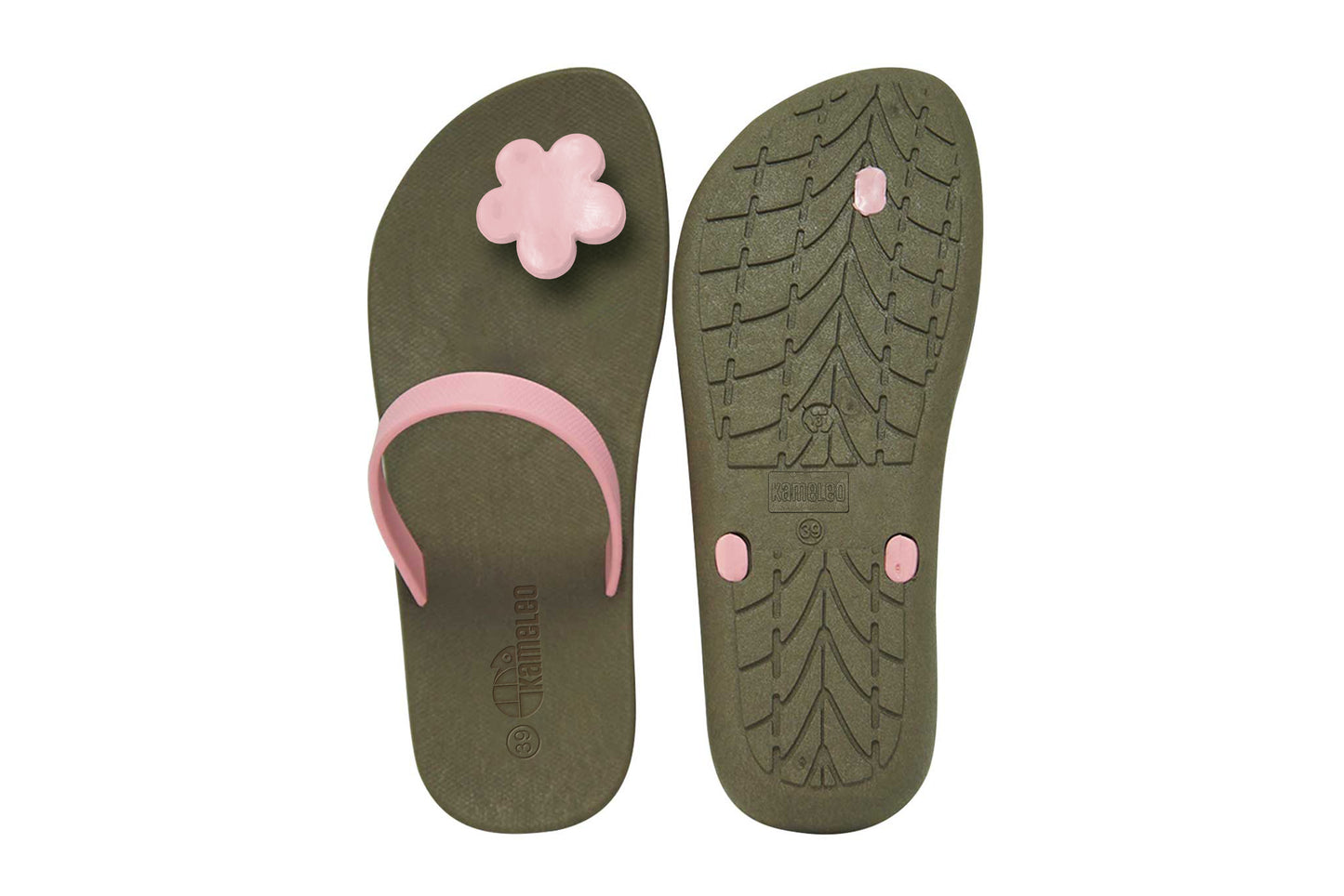 Poppi Flora Brown Sole LightPink Strap