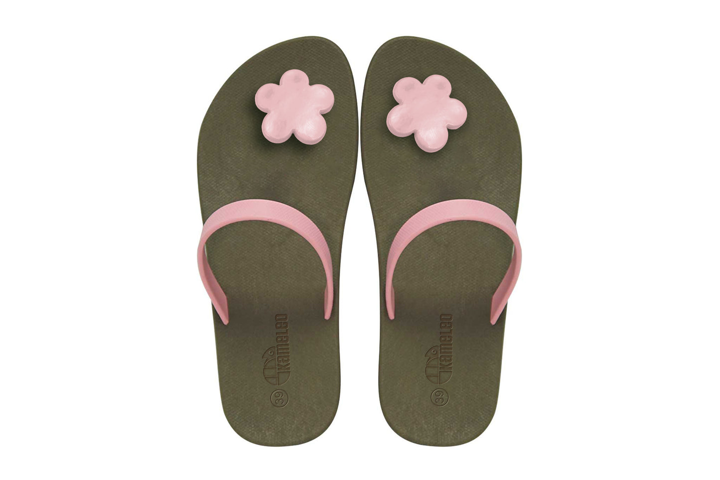 Poppi Flora Brown Sole LightPink Strap