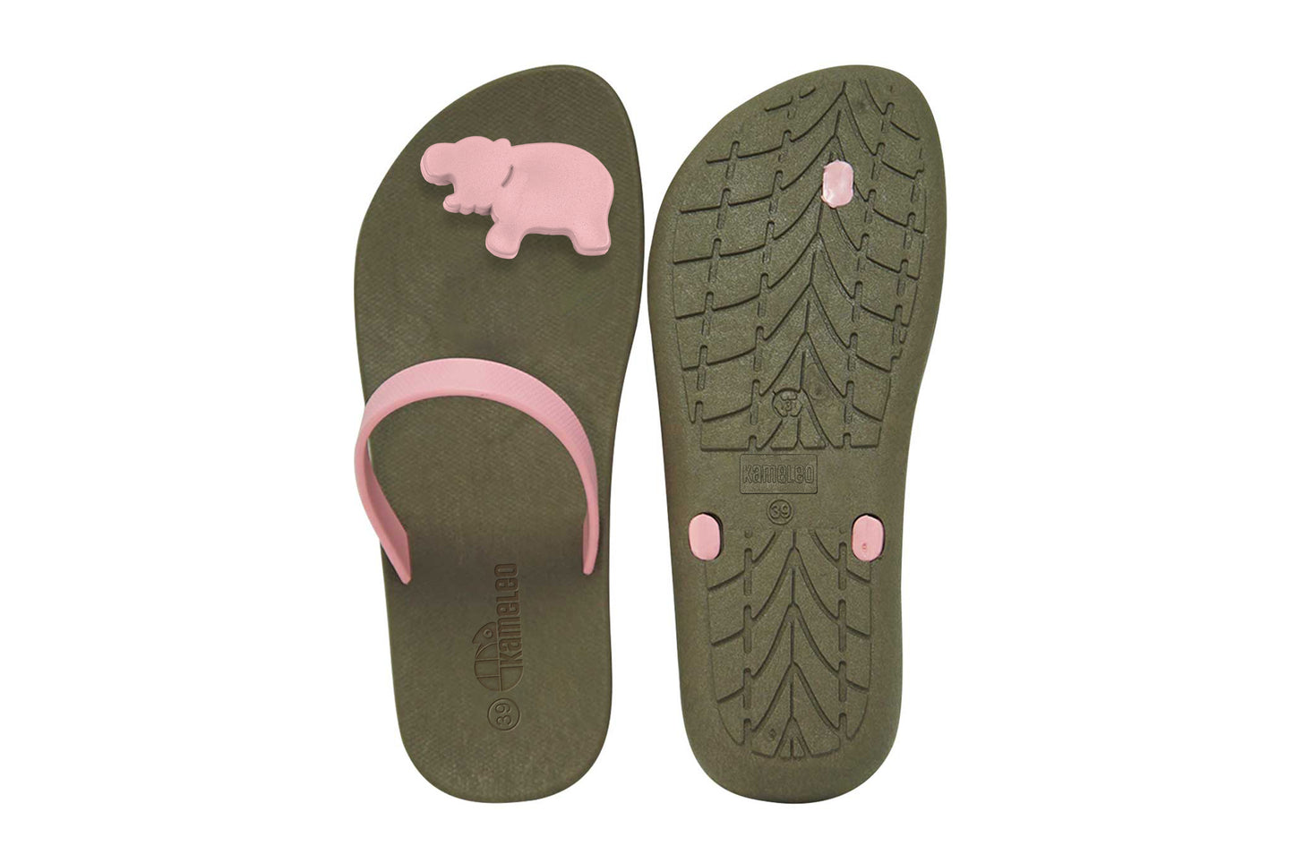 Poppi Hippo Brown Sole LightPink Strap
