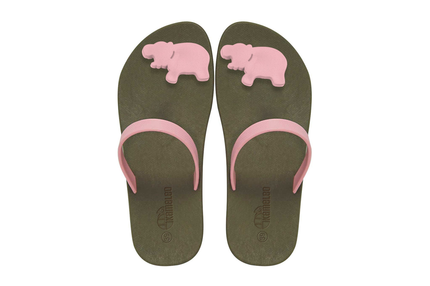 Poppi Hippo Brown Sole LightPink Strap
