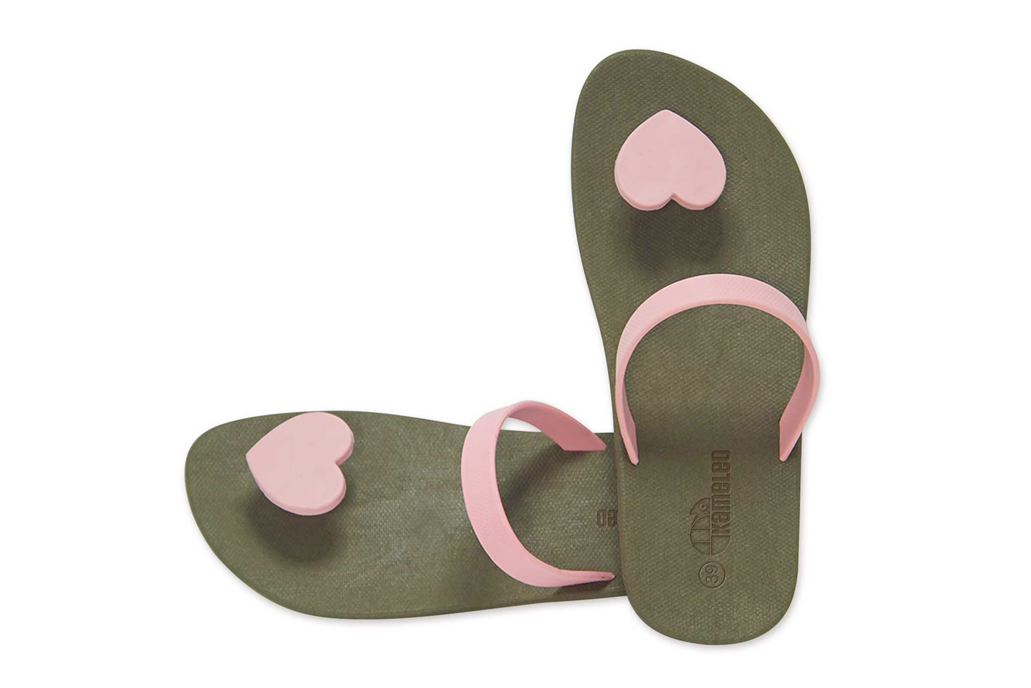 Poppi Heart Brown Sole LightPink Strap