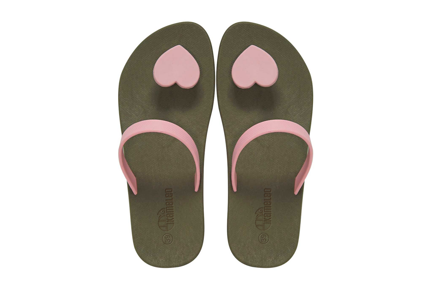 Poppi Heart Brown Sole LightPink Strap