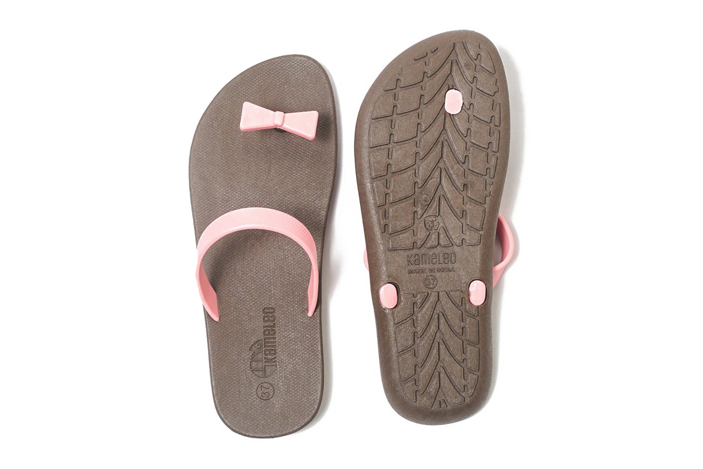 Poppi Bow Brown Sole LightPink Strap