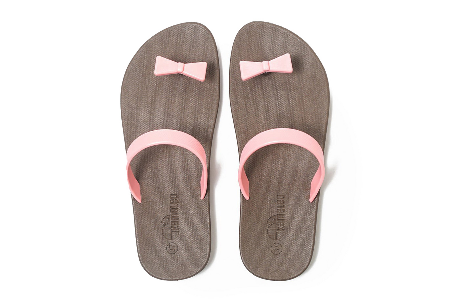Poppi Bow Brown Sole LightPink Strap