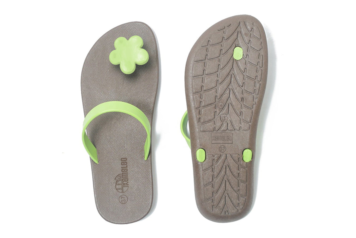 Poppi Flora Brown Sole Lime Strap