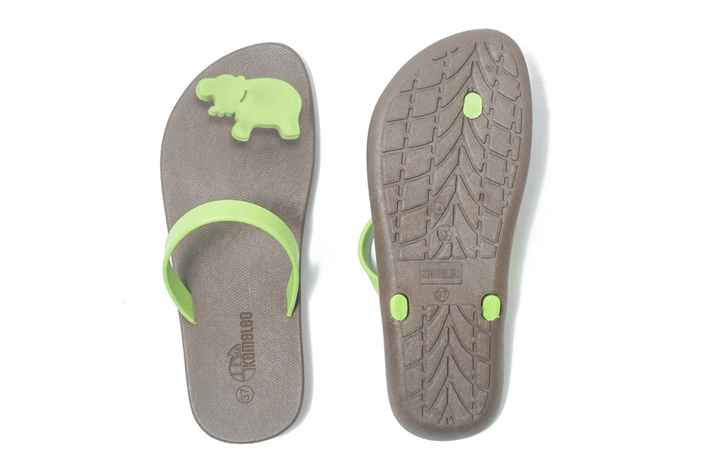 Poppi Hippo Brown Sole Lime Strap