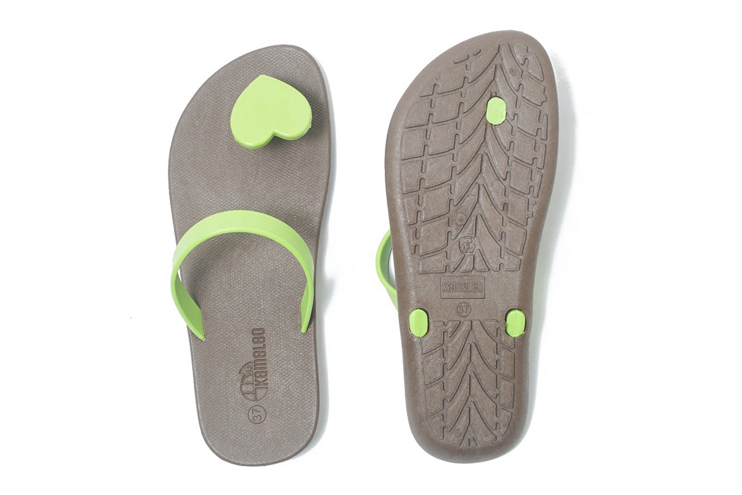 Poppi Heart Brown Sole Lime Strap