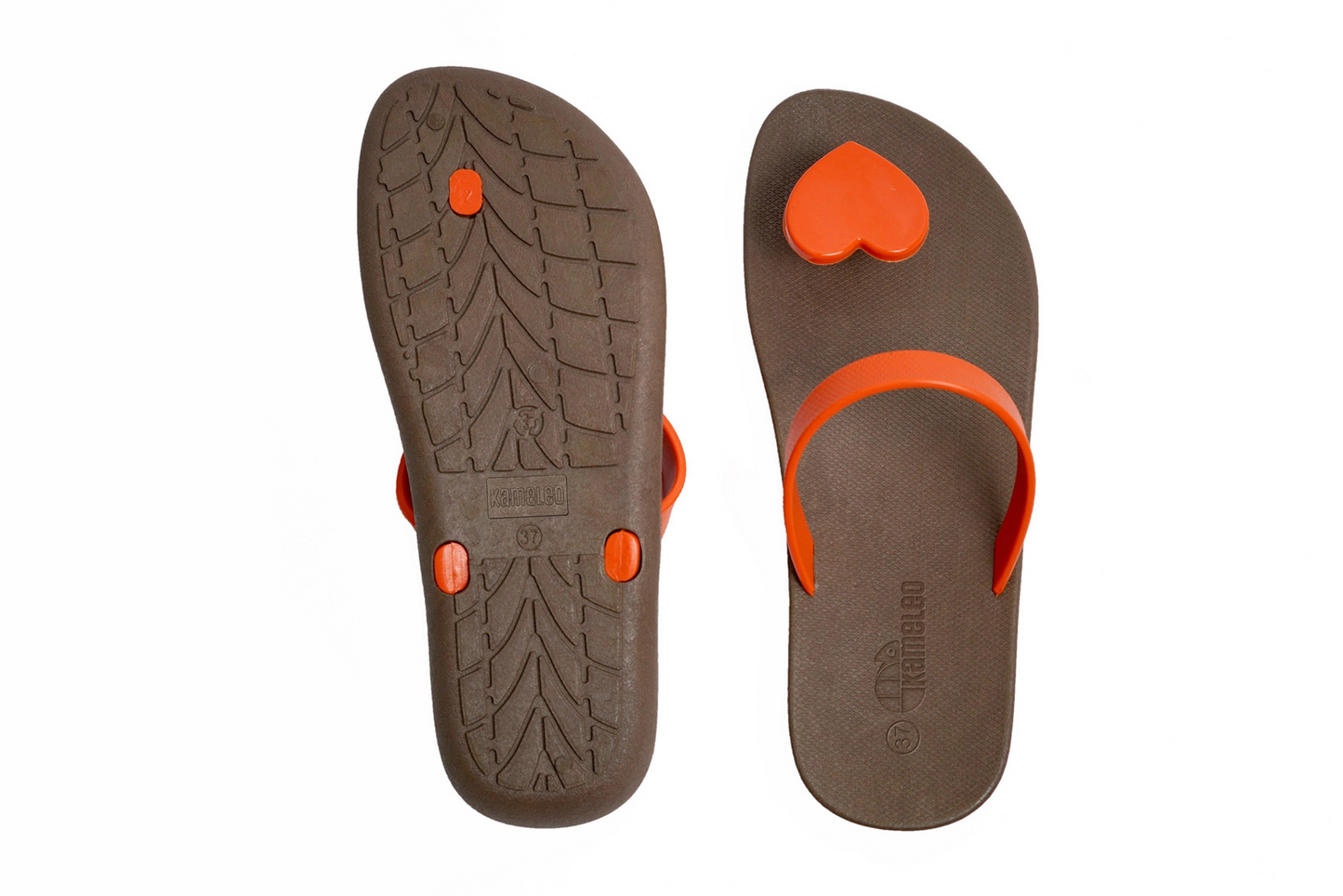 Poppi Heart Brown Sole Orange Strap