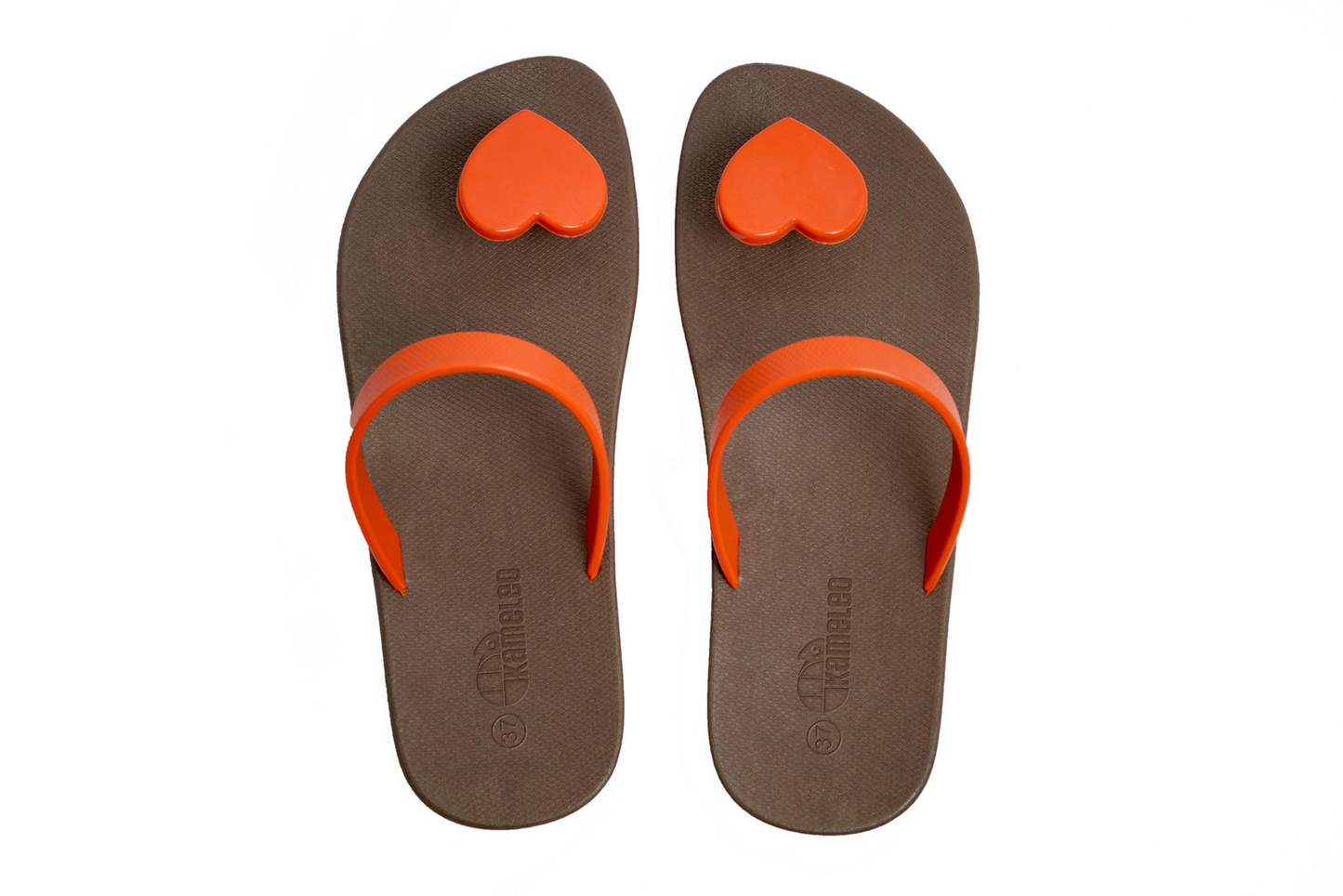 Poppi Heart Brown Sole Orange Strap