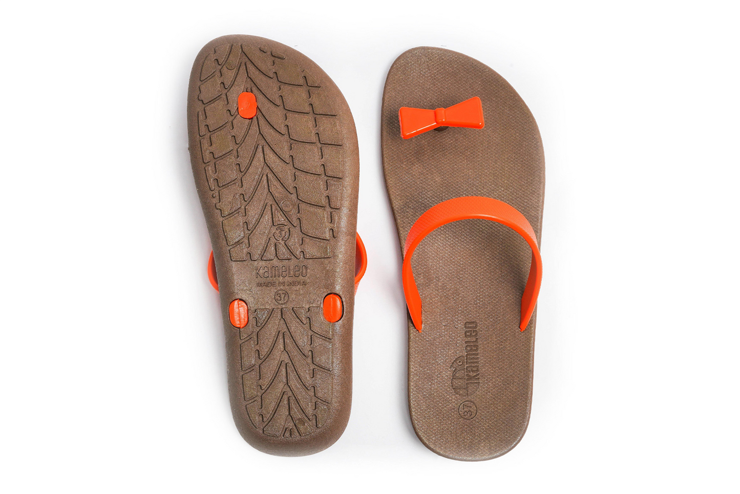Poppi Bow Brown Sole Orange Strap
