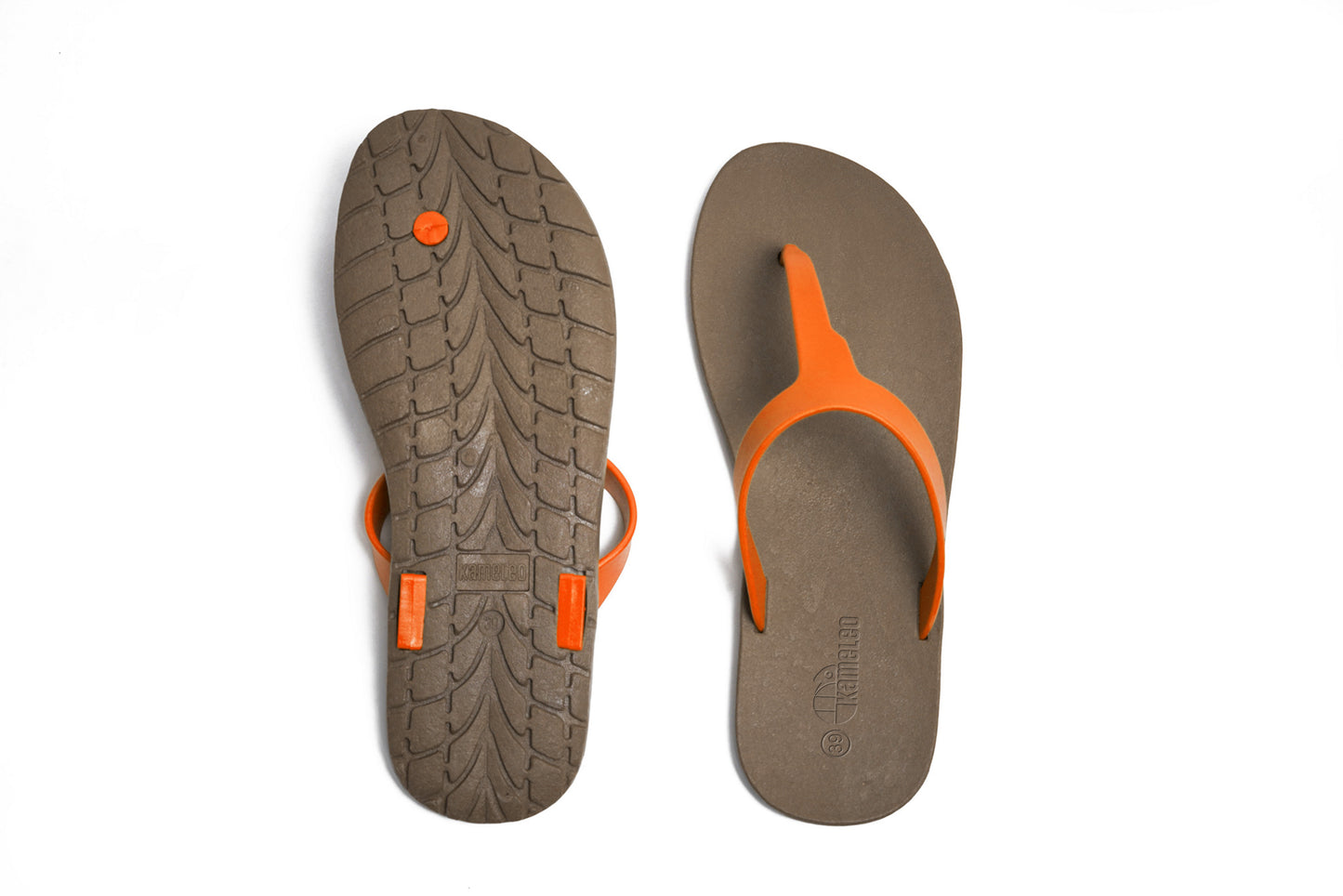 Thongs Brown Sole Orange Strap