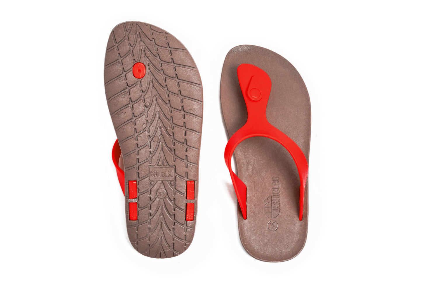 Candy Brown Sole Red Strap