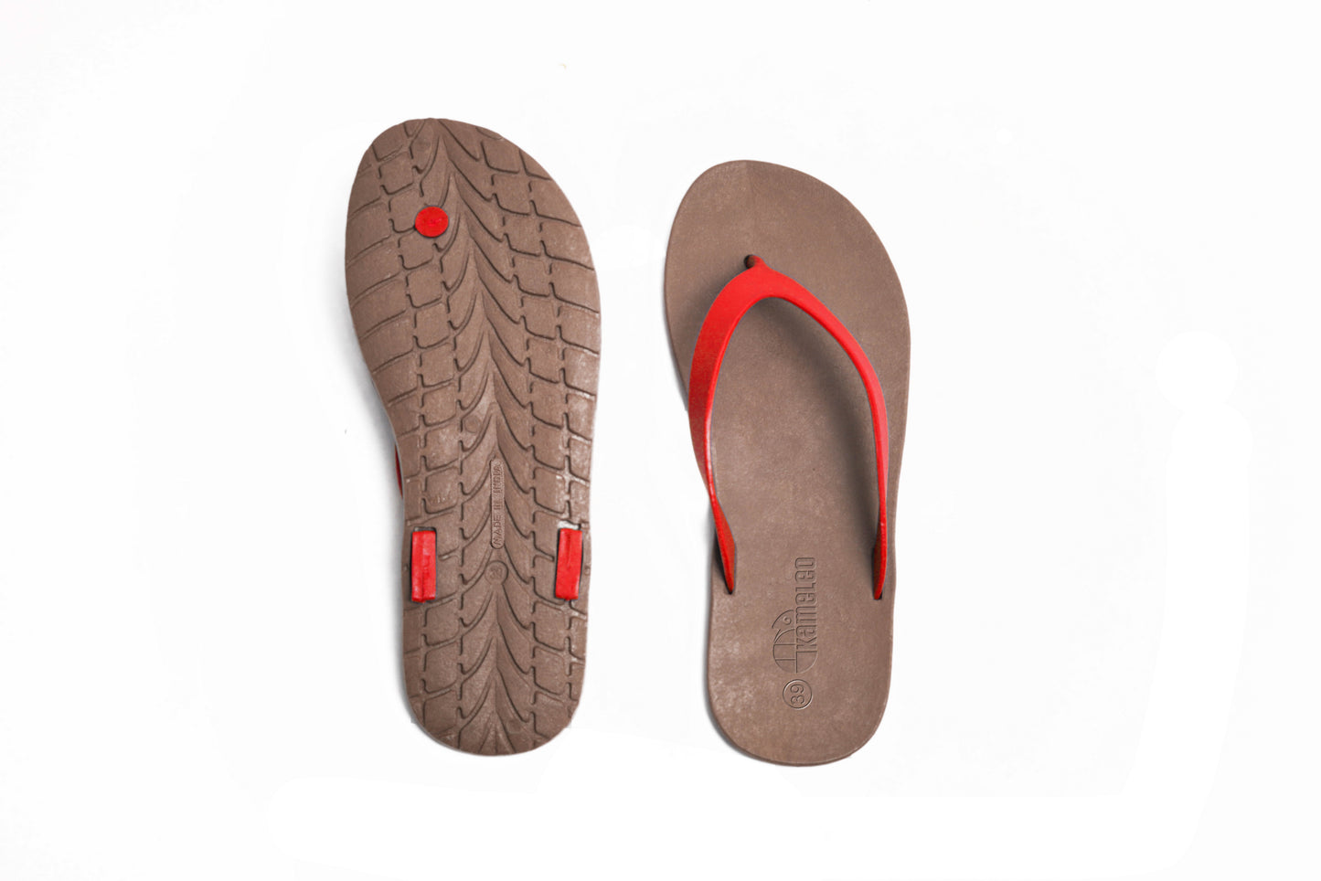 Flippy Brown Sole Red Strap