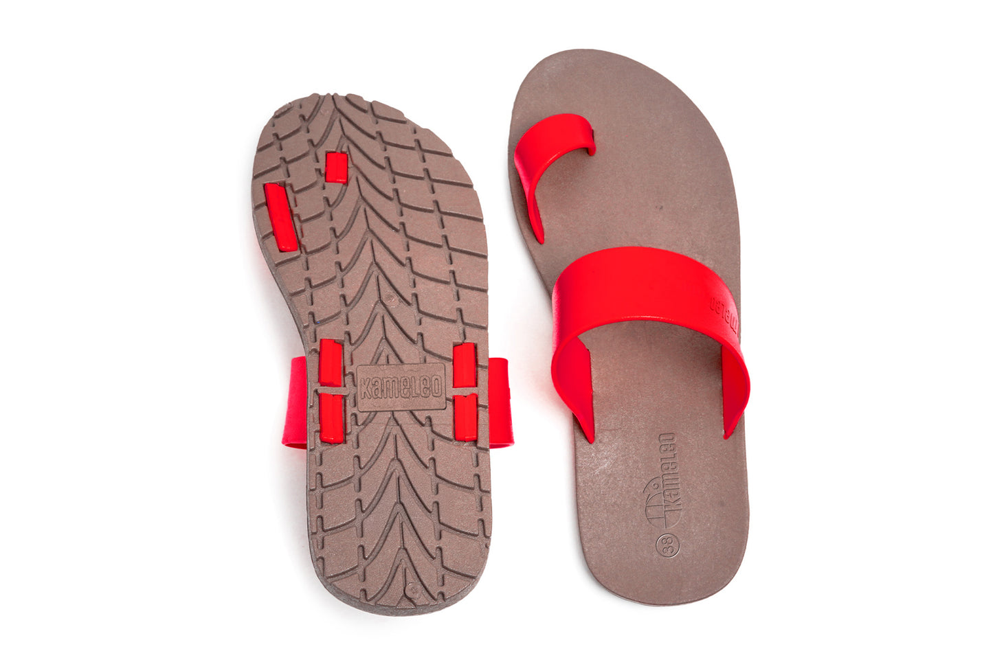 Pop Thumb Brown Sole Red Strap