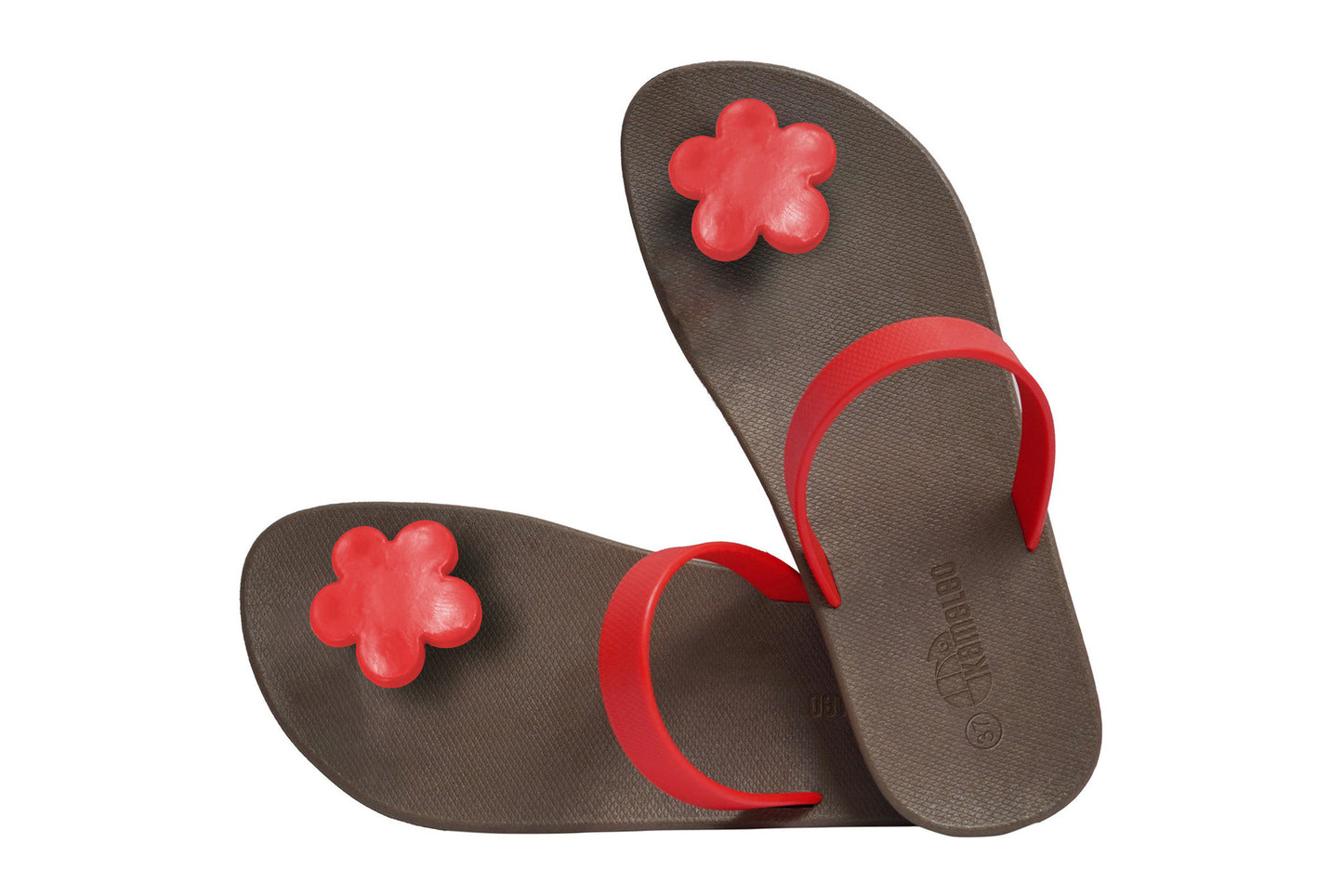 Poppi Flora Brown Sole Red Strap