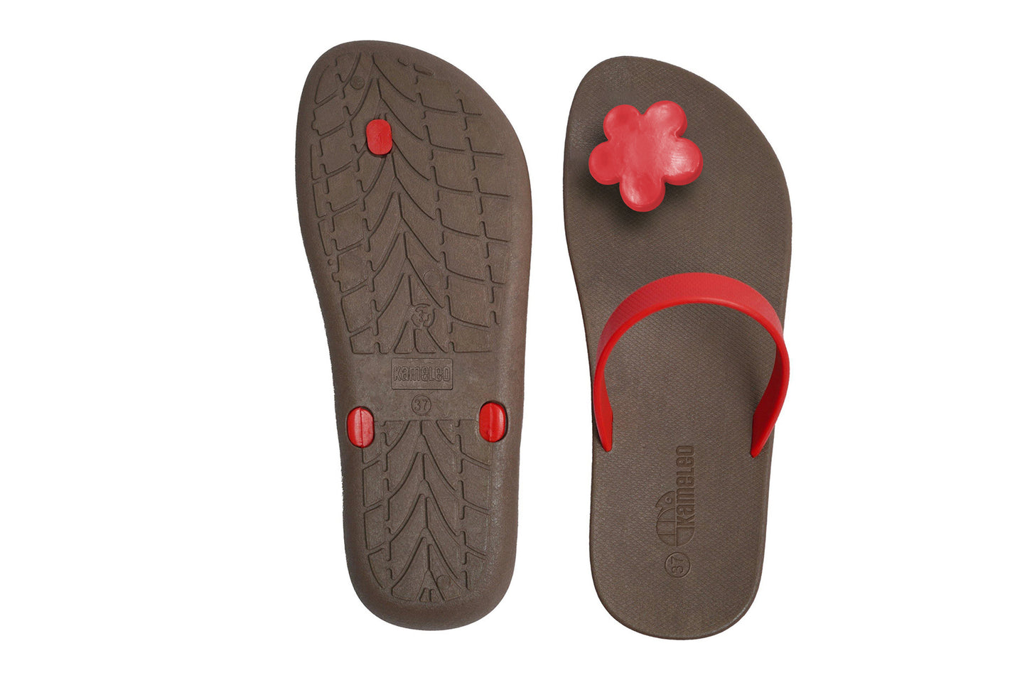 Poppi Flora Brown Sole Red Strap