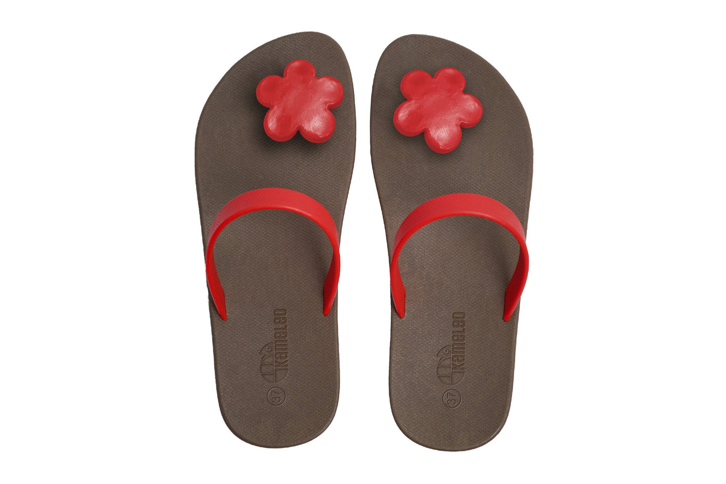 Poppi Flora Brown Sole Red Strap
