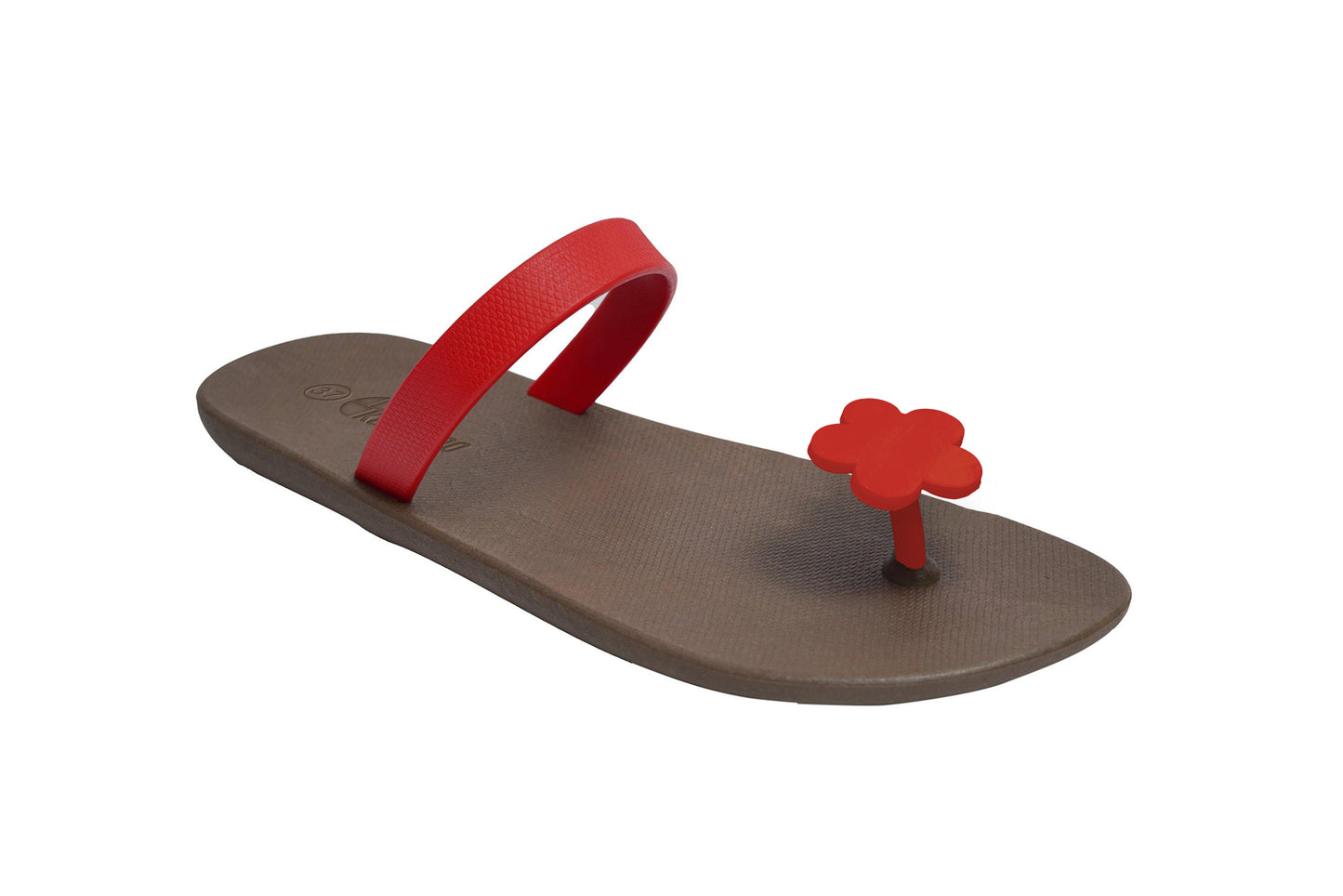 Poppi Flora Brown Sole Red Strap