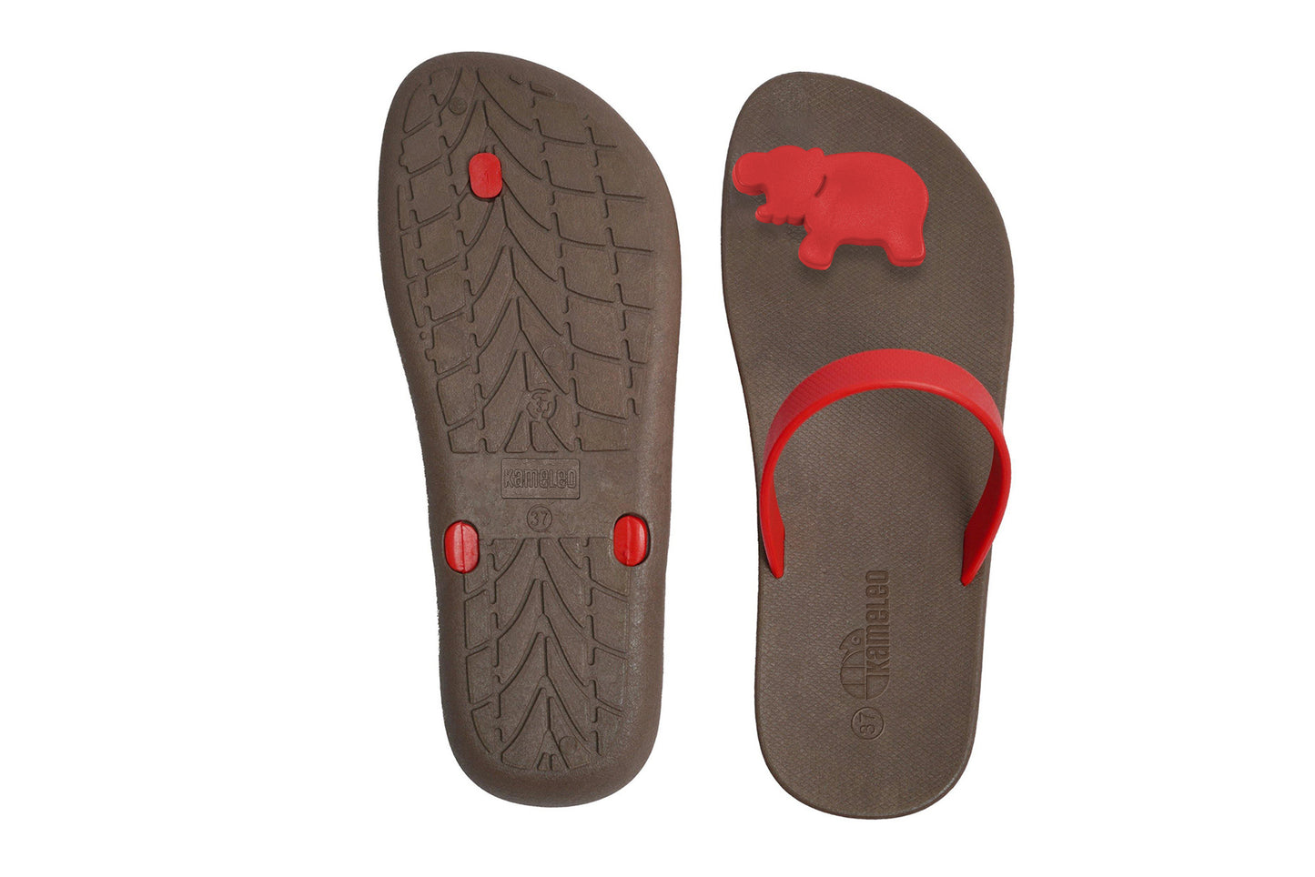 Poppi Hippo Brown Sole Red Strap