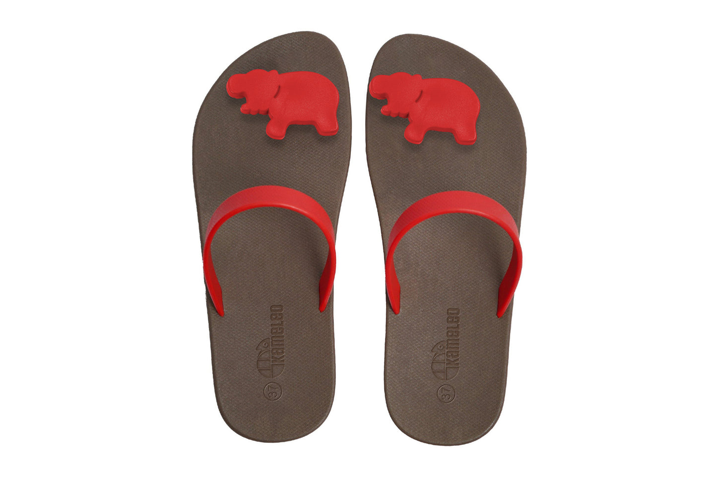 Poppi Hippo Brown Sole Red Strap