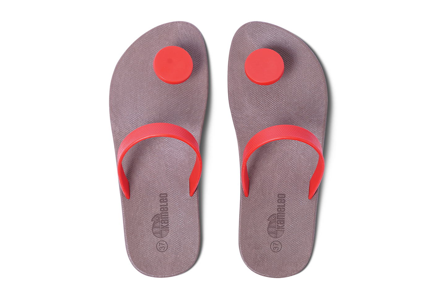 Poppi Dot Brown Sole Red Strap